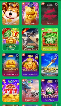 Trending card games interface in mobile application