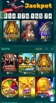 BN55 Game screen showing hot slot games, deposit and withdraw options, and a colorful welcome banner